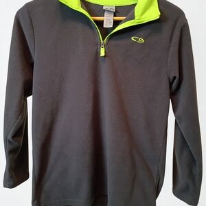 Champion C9 Boys Fleece Pullover 1/4 Zip Charcoal Gray Neon Green Large